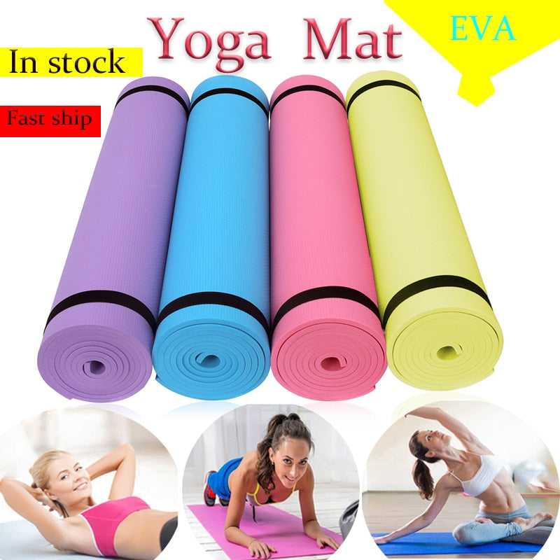 Non-slip Yoga Mats EVA Exercise Pads For Fitness Gym Train Sports Tasteless Pilates Carpet with Bandages Picnic Camping Straps