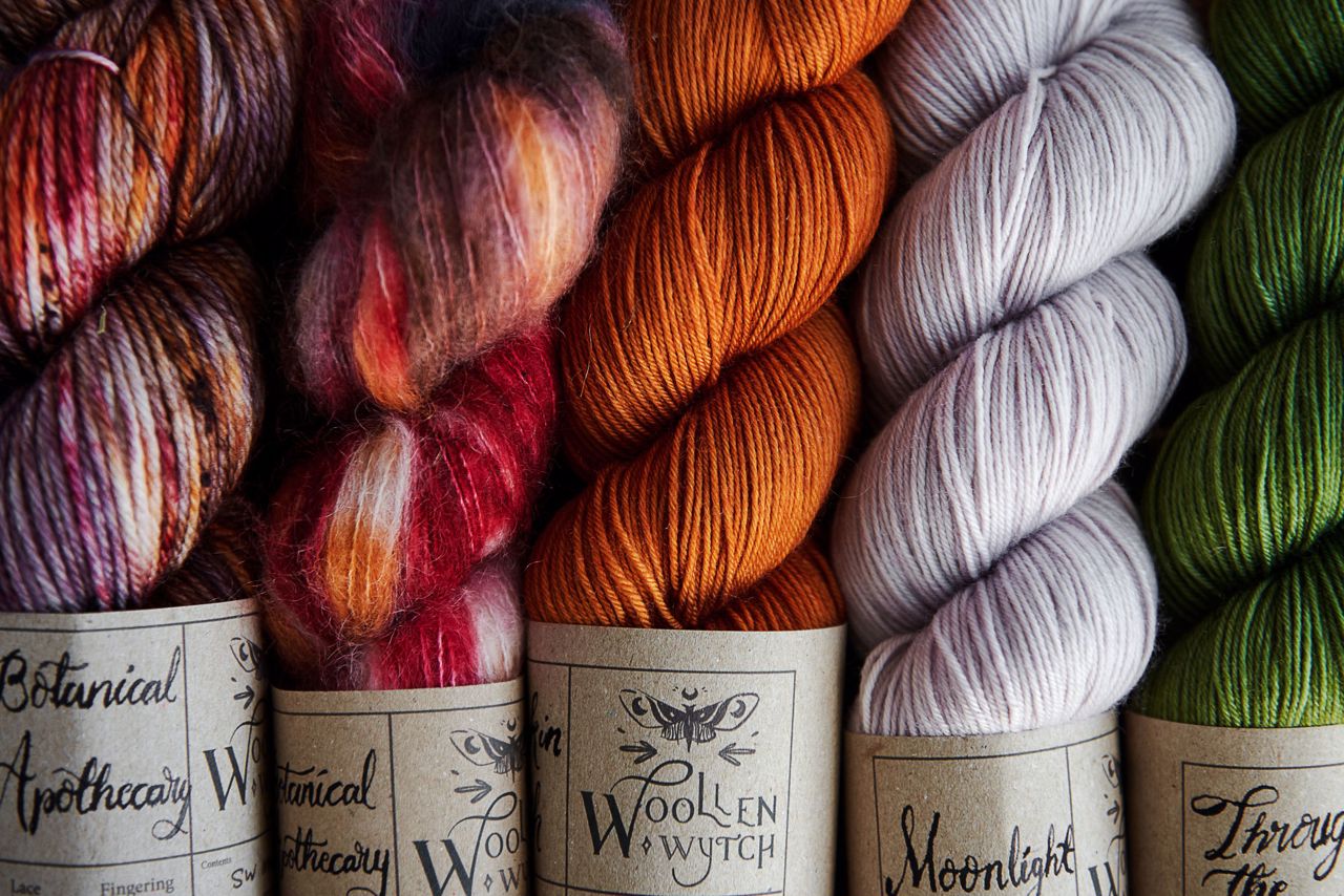 Hand dyed yarn by Woollen Wytch Bristol UK yarn shop. 