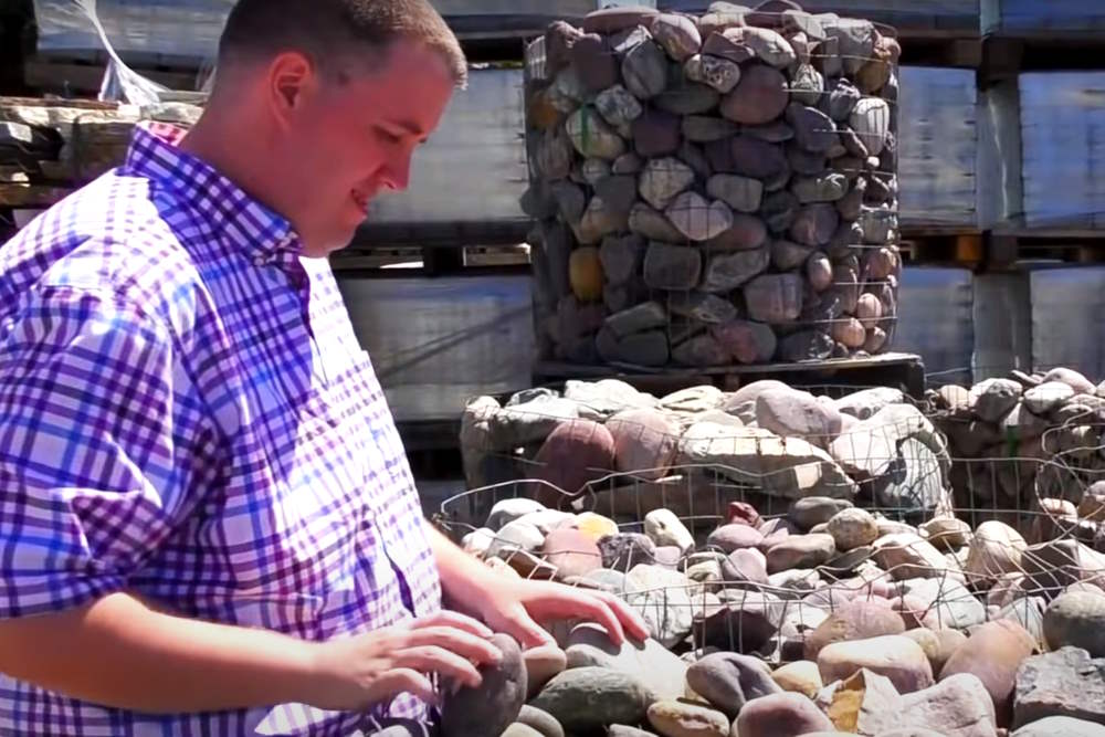 picking rocks from landscaping supply store