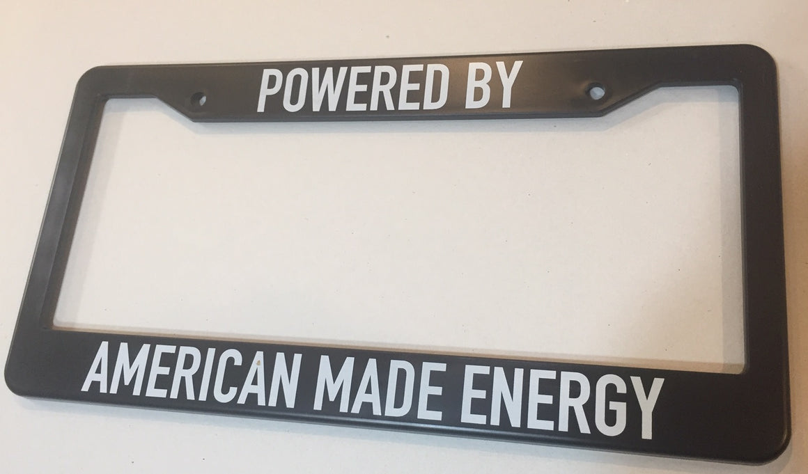 Electric Car "EV" License Plate Frame, "Powered By American Energy"