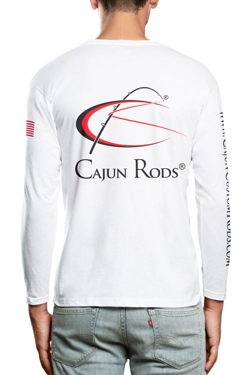 Cajun Long Sleeve Fishing Shirt - White, Cajun Rods