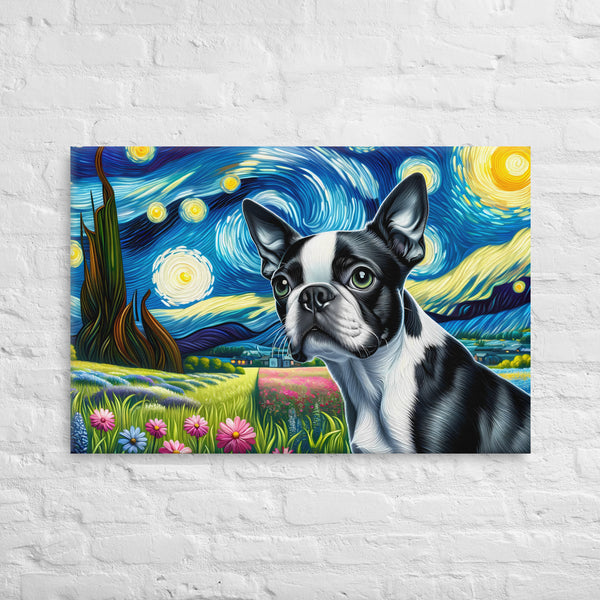 Starry Night - Boston Terrier Dog Canvas