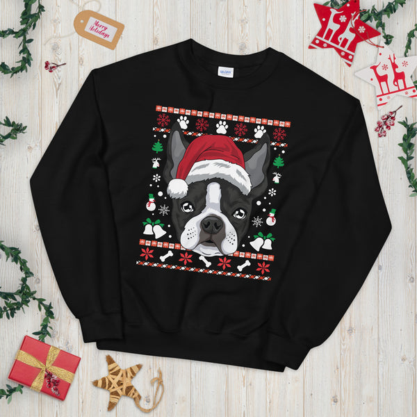 Ugly Christmas Boston Terrier Sweatshirt