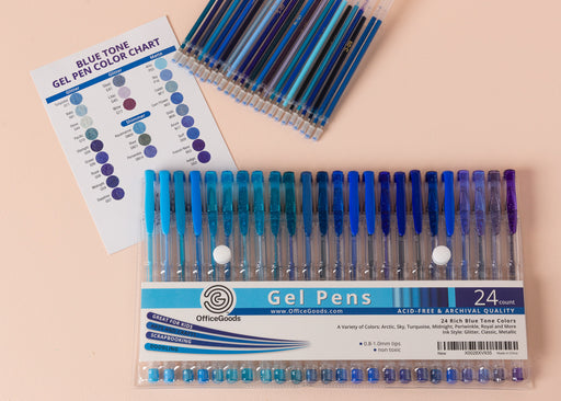 Gel Pen, Stick, Assorted Sizes, Assorted Ink Colors, Clear Barrel, 24/Pack  - SUPPLY66