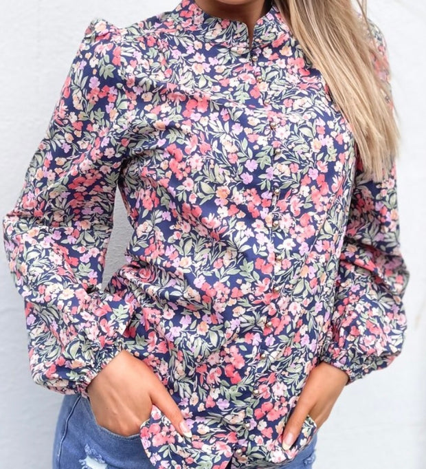 Fria - Floral Shirring Cuff Puff Sleeve Blouse – Grindelwald