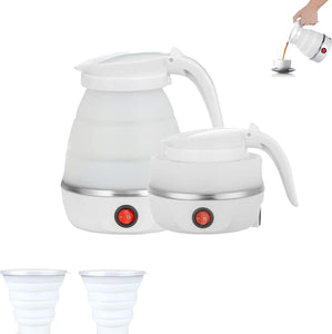 WAVATA Faltbarer Wasserkocher, 0.6L 600W Mini reisewasserkocher klein, Silikon Mini Wasserkocher mit