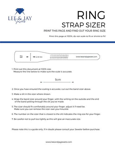 Lee & Jay Jewels Printable USA Ring Sizer