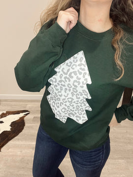 Lovely in Leopard Christmas Tree Sweatshirt