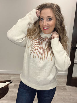 Rosè All Day Sequin Knit Sweater