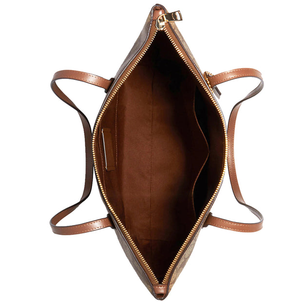 Michael Kors Jet Set Travel Large Saffiano Leather Top Zip Pocket Tote Bag  –
