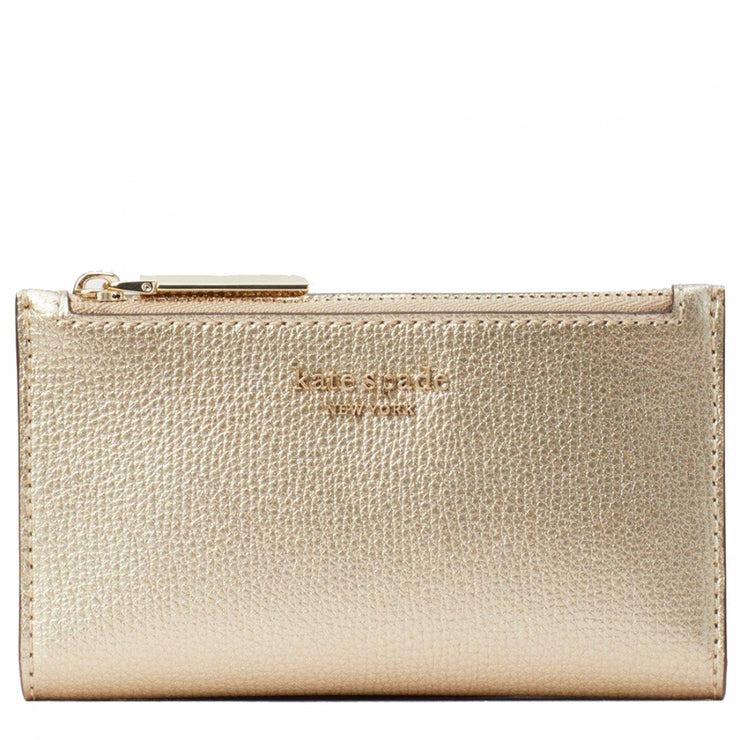 Kate Spade Sylvia Small Slim Bifold Wallet in Pale Gold – 