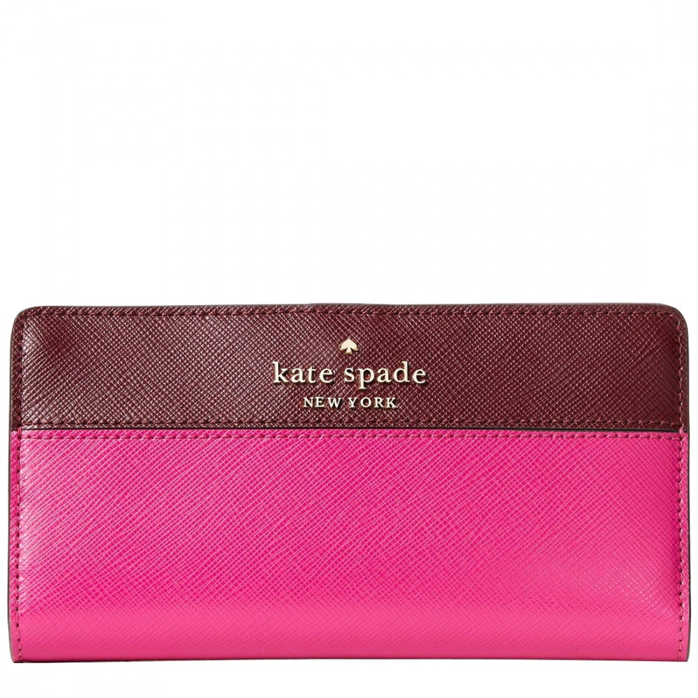 Kate Spade Staci Colorblock Large Slim Bifold Wallet in Pink Multi wlr00122  – 