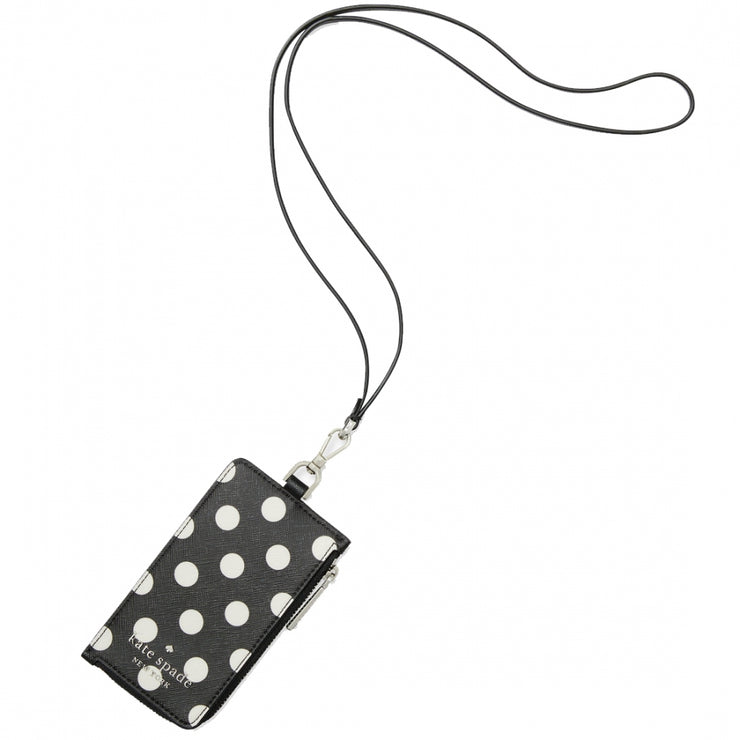 Kate Spade Staci Picture Card Dot Card Case Lanyard in Black Multi –  