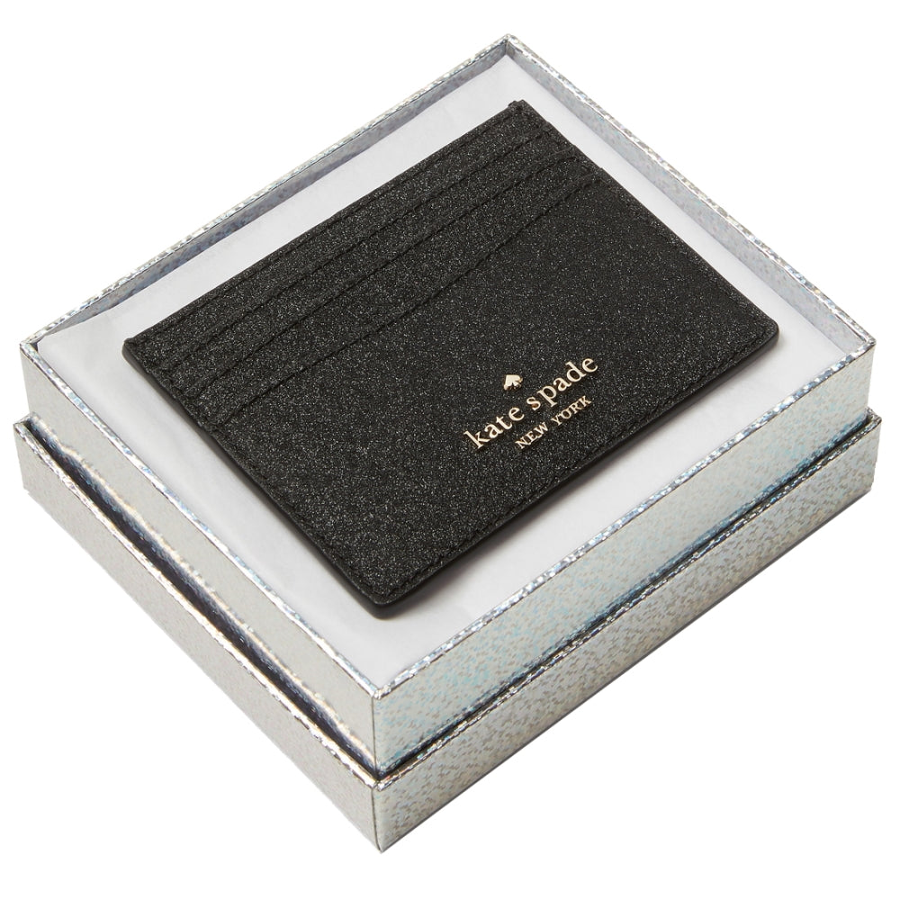 Kate Spade Lola Glitter Boxed Small Slim Card Holder in Black –  