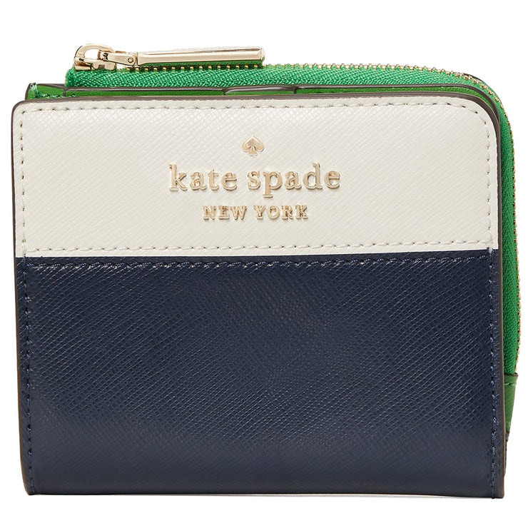 Kate Spade Staci Colorblock Small L-Zip Bifold Wallet in Verona Green –  