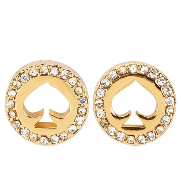 Kate Spade Spot The Spade Pave Halo Spade Studs Earrings in Clear/ Gol –  