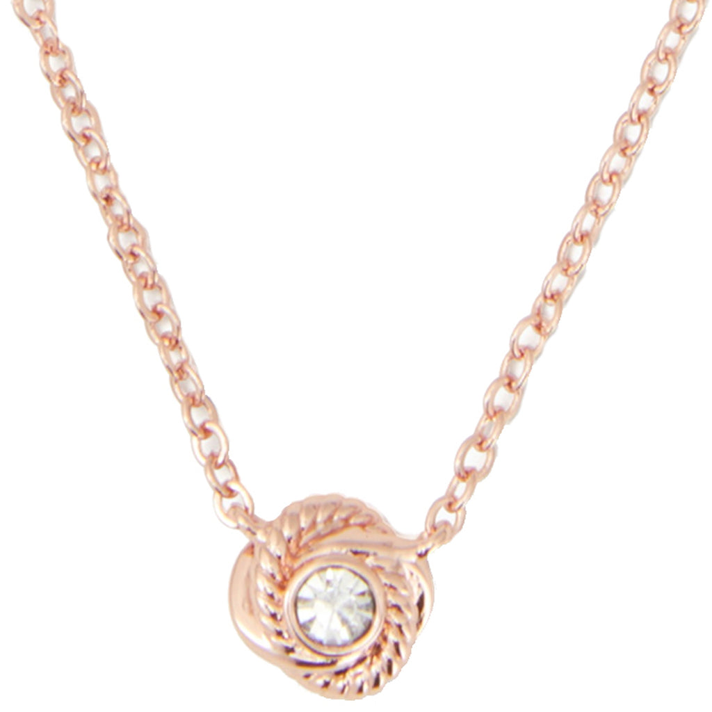 Kate Spade Infinity & Beyond Knot Mini Pendant Necklace in Clear/ Rose –  