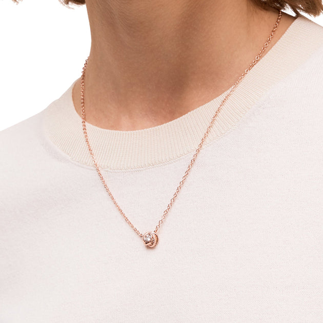 Kate Spade Infinity & Beyond Knot Mini Pendant Necklace in Clear/ Rose –  