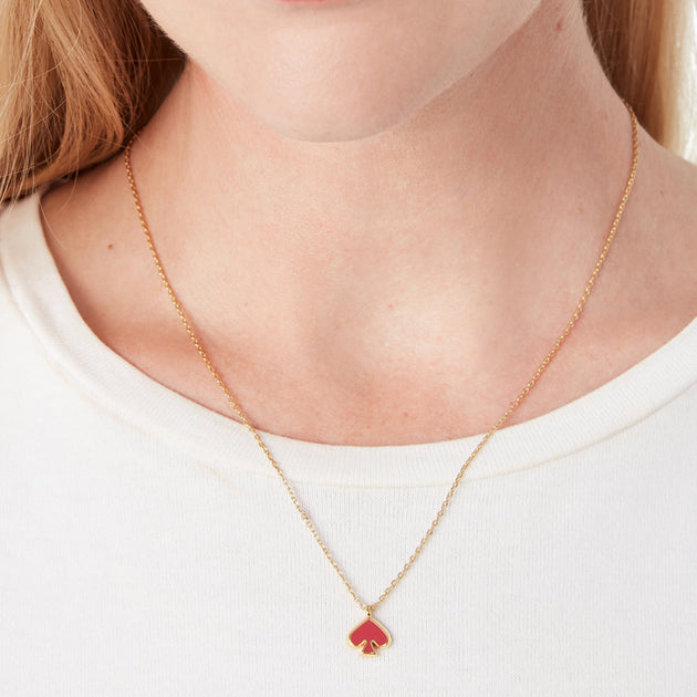 Kate Spade Everyday Spade Enamel Mini Pendant Necklace in Bright Rose –  