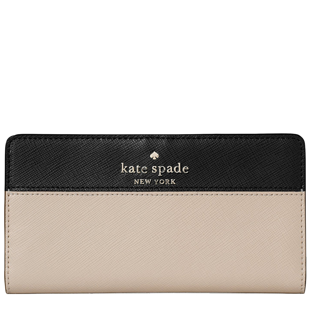 Kate Spade Staci Colorblock Large Slim Bifold Wallet in Warm Beige Mul –  