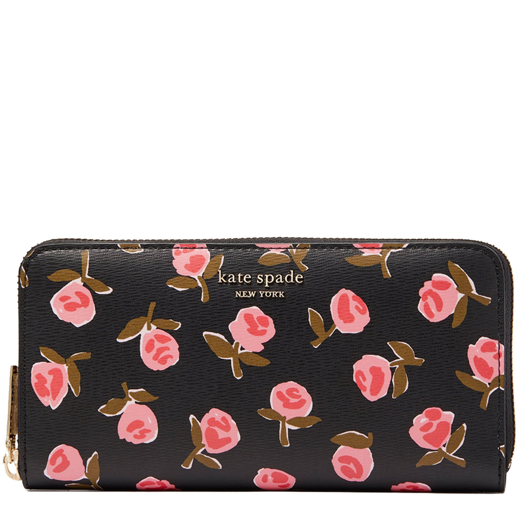 Kate Spade Spencer Ditsy Rose Zip-Around Continental Wallet in Black M –  