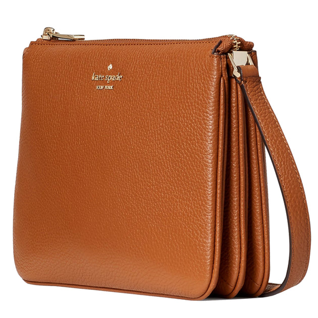 Kate Spade Leila Triple Gusset Crossbody Bag in Warm Gingerbread wkr00 –  