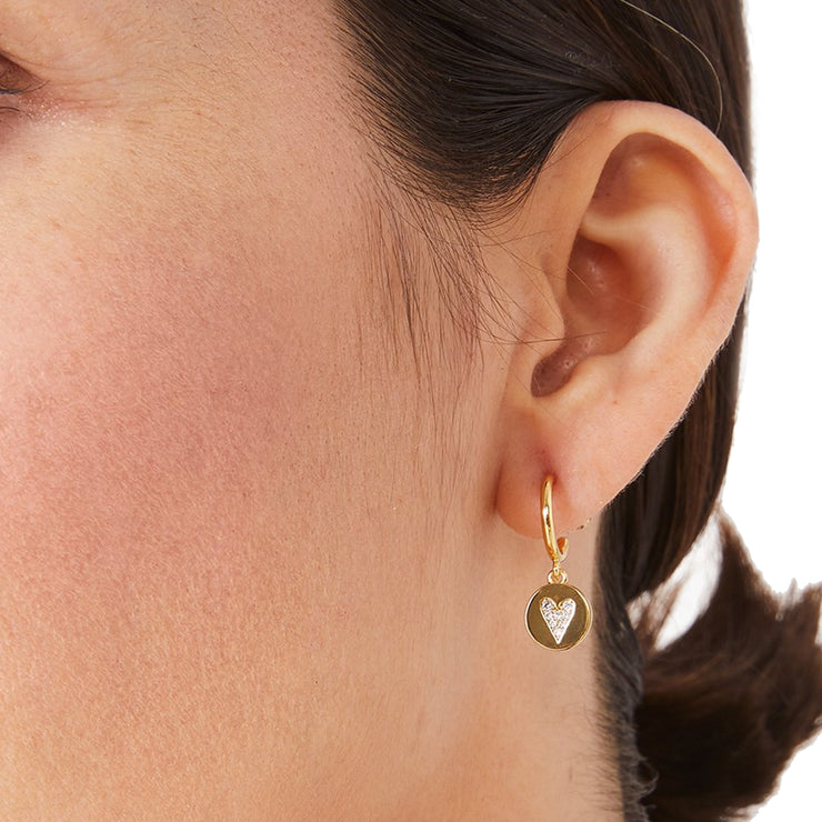 Kate Spade Wishes Asymmetrical Huggies Earrings in Clear/ Gold k5282 –  