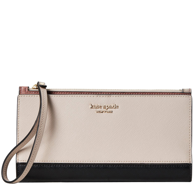 Kate Spade Spencer Continental Wristlet/ Wallet in Warm Beige/ Black p –  