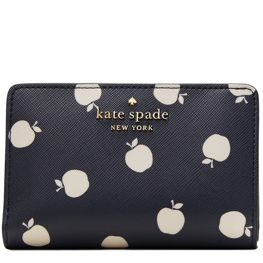 Kate Spade Staci Medium White Apple Compartment Bifold Wallet in Blaze –  