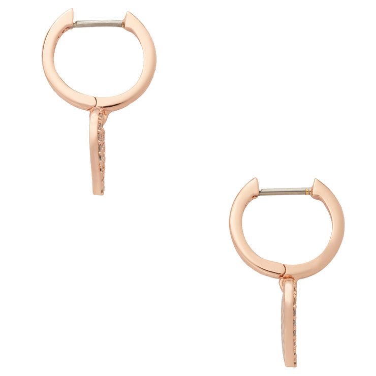 Kate Spade Yours Truly Pave Heart Drop Earrings in Clear/ Rose Gold o0 –  