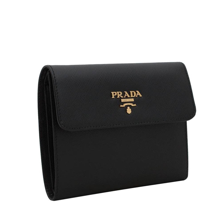 Prada 1M0170 Saffiano Leather French Wallet with Fold-Over Clasp –  