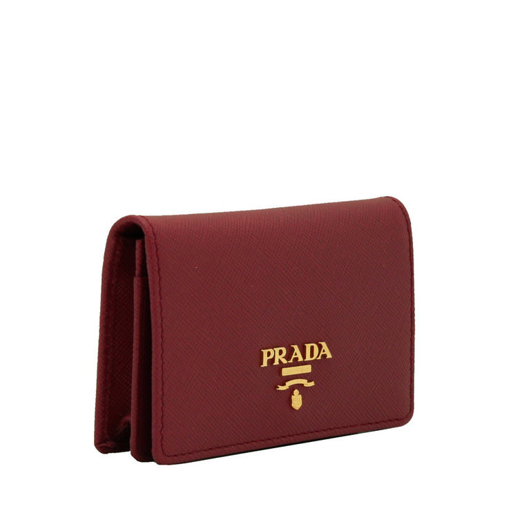 Prada 1M1122 Saffiano Leather Business Card Holder with Snap Closure –  