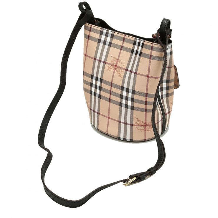 Burberry Haymarket Check Colours Small Lorne Bucket Crossbody Bag- Bla –  