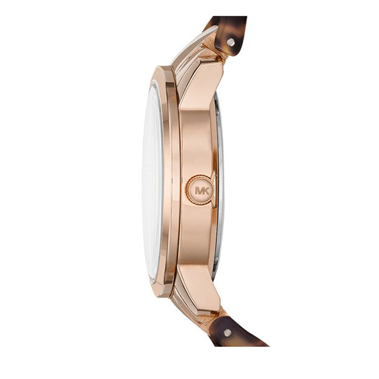 Michael Kors Watch MK4280 Rose Tone Tortoise Twist Chain Link Ladies' Watch  – 