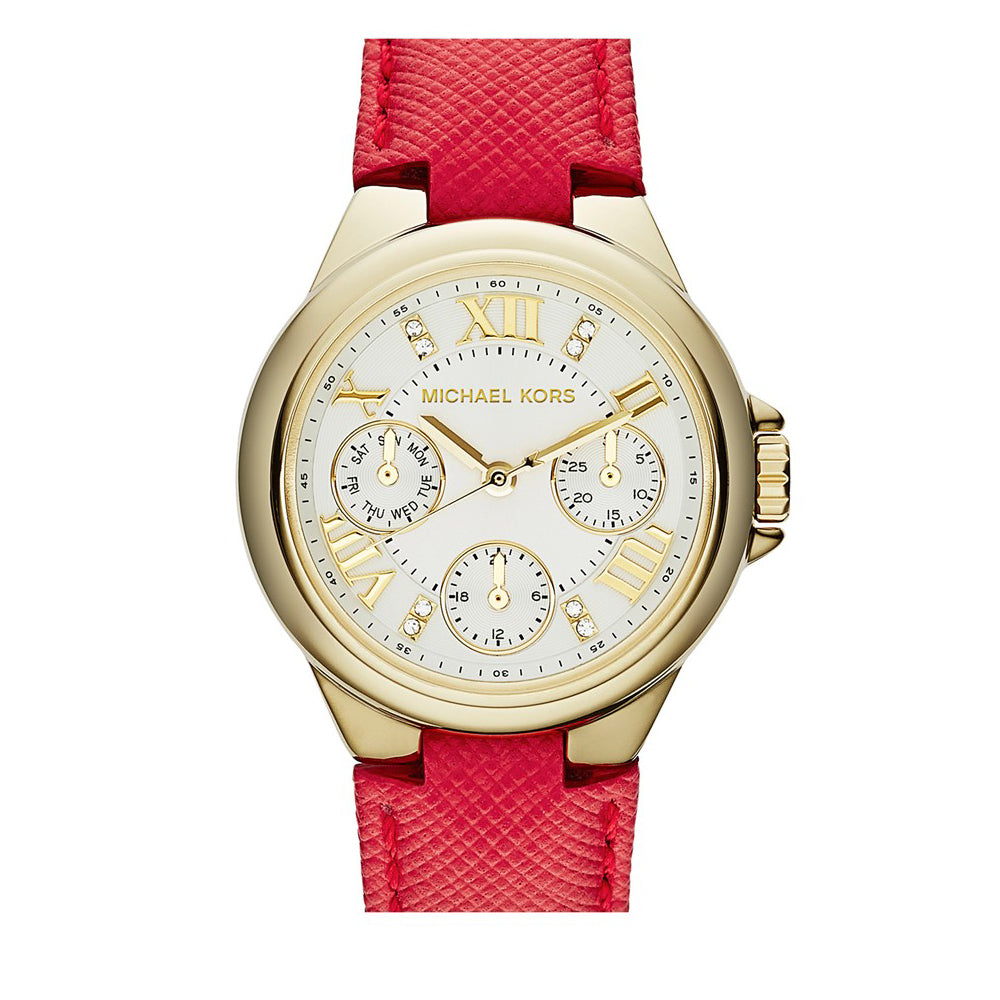 Michael Kors Watch MK2321- Camille Red Leather Multifunction Ladies Watch –  