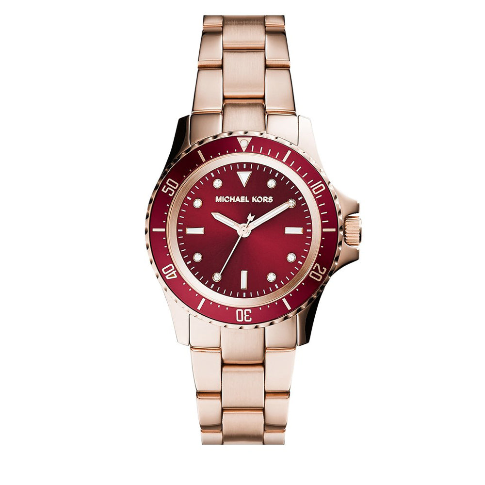 Michael Kors Watch MK6116 Tatum Red Dial Rose Gold Stainless Steel Ladies  Watch – 