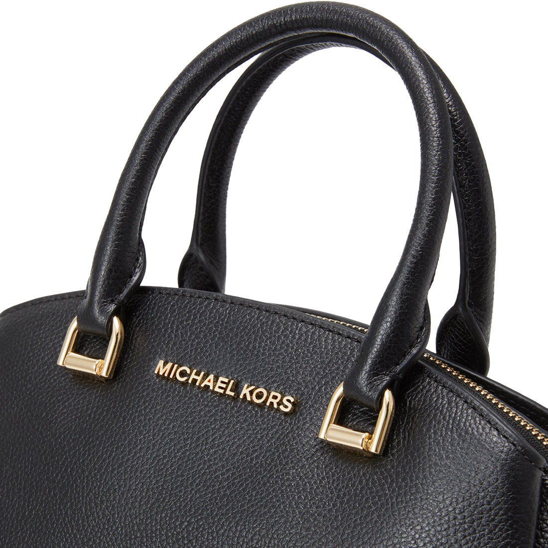 Michael Kors Maxine Medium Pebbled Leather Satchel Bag in Black ...