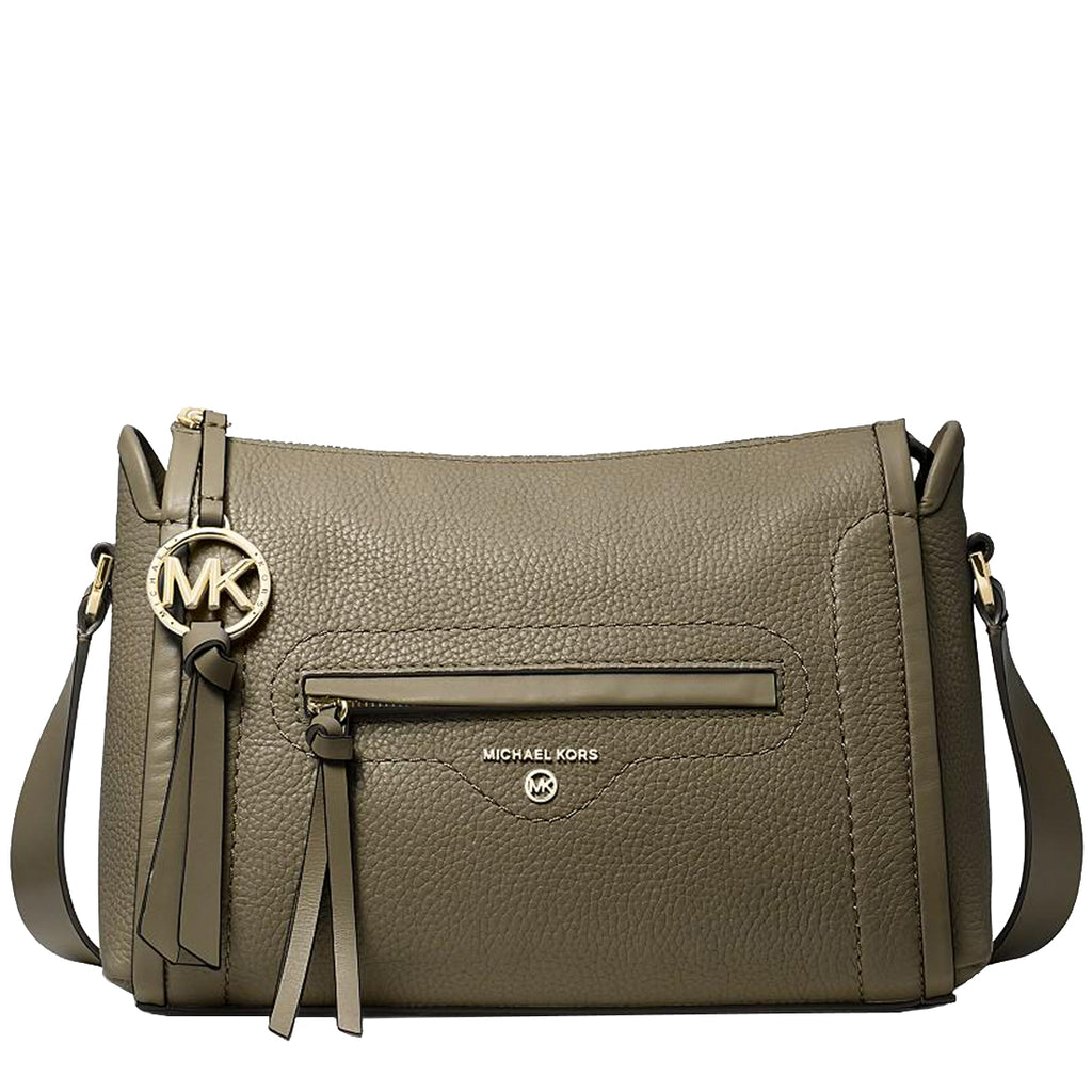 Michael Kors Carine Large Pebbled Leather Crossbody Bag in Army Green –  