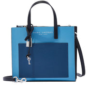 Marc Jacobs Mini Grind Blue Sea Perforated Leather Crossbody Tote Bag Purse