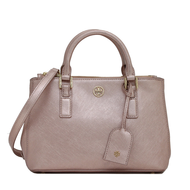 Tory Burch Robinson Metallic Micro Double-Zip Tote – 