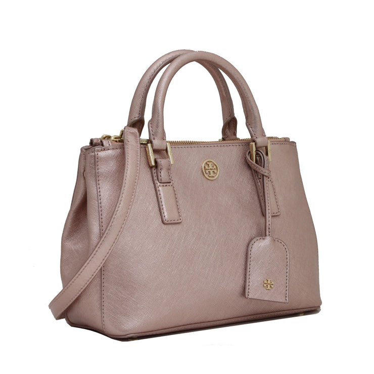 Tory Burch Robinson Metallic Micro Double-Zip Tote – 