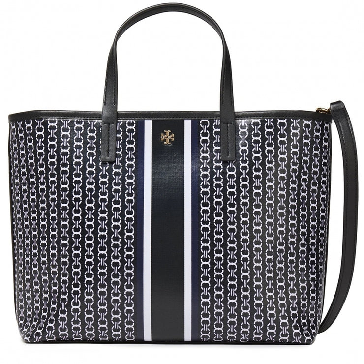 Tory Burch Gemini Link Small Tote Bag- Black Gemini Link Stripe –  