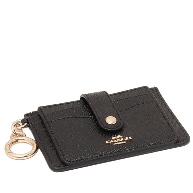 Coach Pebble Leather Flat Card Case - Black