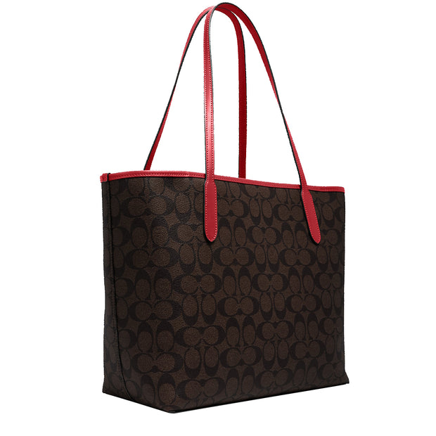 Coach City Tote Bag In Signature Canvas in Gold/ Brown Black 5696 –  