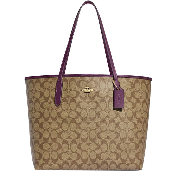 Coach CF342 City Tote With Coach Monogram Print IN Rouge