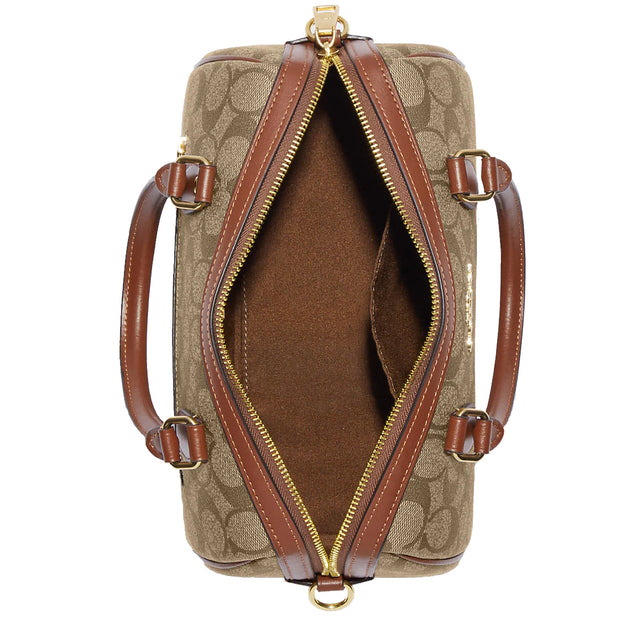 Guaranteed Authentic Coach Rowan Satchel In Signature Canvas Women's  Crossbody Bag F83607 - Khaki/Black