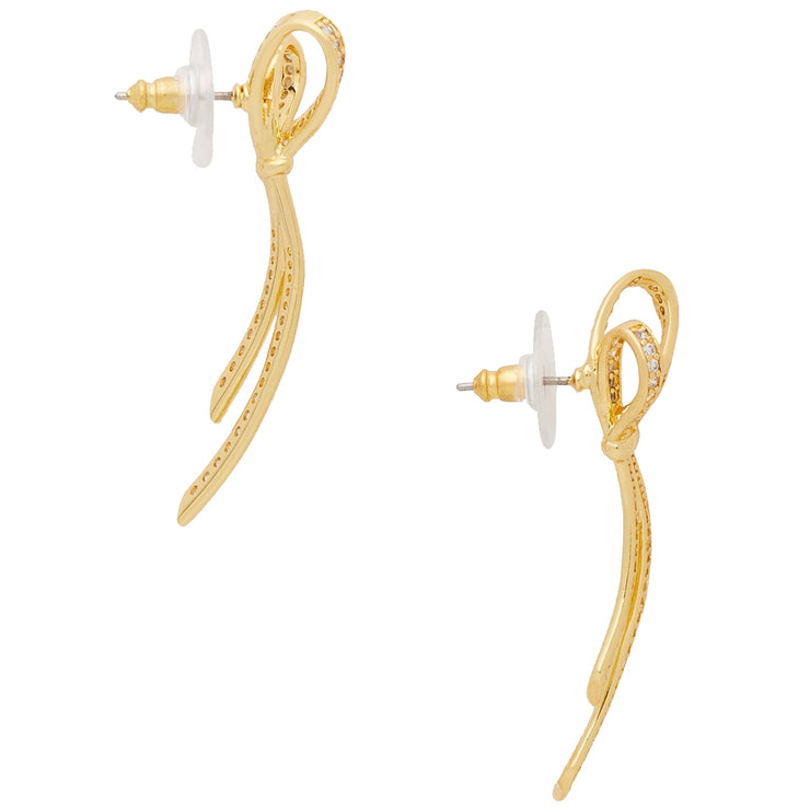 Kate Spade All Tied Up Pave Drop Earrings in Clear/ Gold k6911 –  