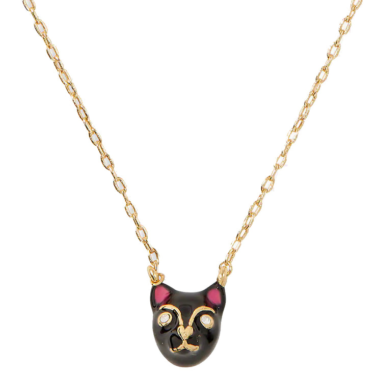 Kate Spade House Cat Mini Pendant Necklace in Black Multi o0R00300 –  