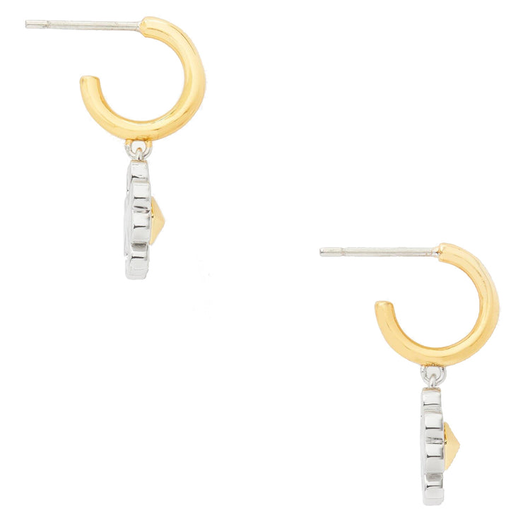 Kate Spade Spades & Studs Metal Huggies Earrings in Silver Gold k9144 –  