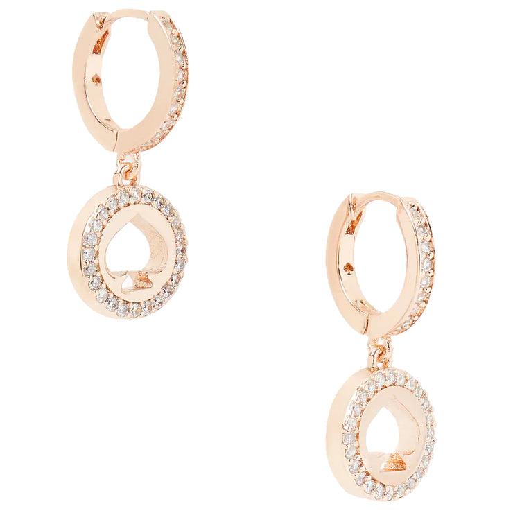 Kate Spade Spot The Spade Pave Huggies Earrings in Clear/ Rose Gold k9 –  